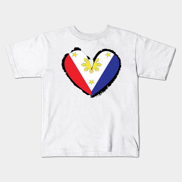 Philippines Flag heart Kids T-Shirt by Estudio3e